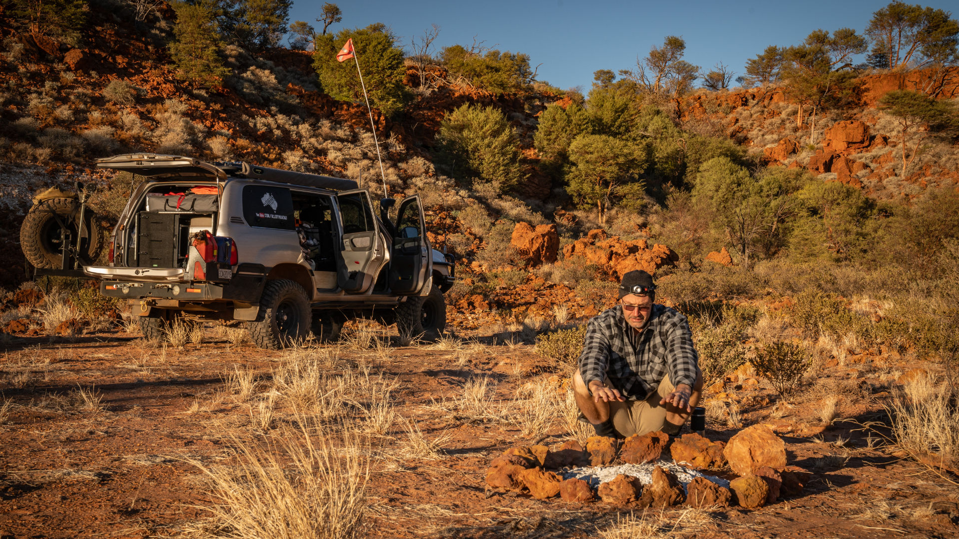 Stephan Fischer at a remote camp on the Canning Stock Route